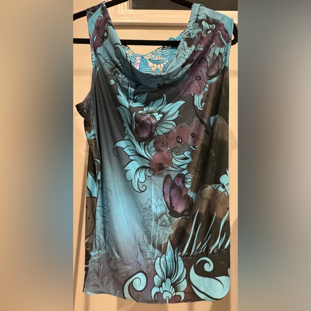 Yo Yo 5 Butterfly & Floral Print Sleeveless Blouse Size 1XL